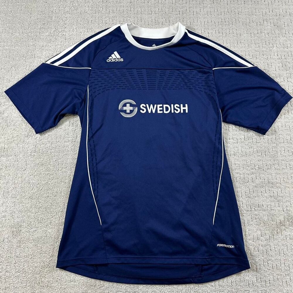 Adidas Sweden Men's Blue and Navy T-shirt